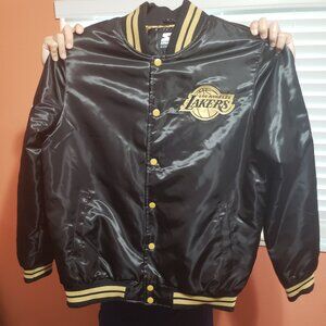 Starter Black Label Los Angeles Lakers 75th Anniversary Satin Bomber Jacket L